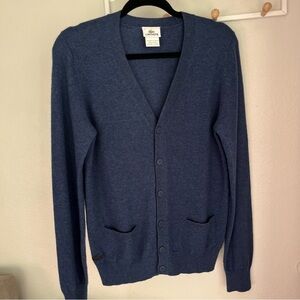 Navy Blue Lacoste Wool Blend Cardigan